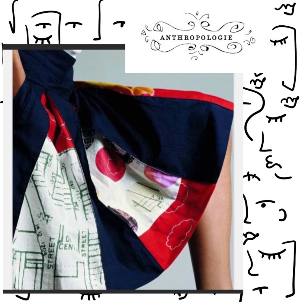 Anthropologie Artsy Doodle Skirt by Lithe size 10